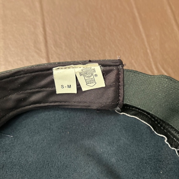 Harley-Davidson Black Leather Chain Accent Biker Cap with Brown Logo Patch main image 5